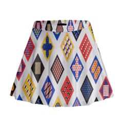 Plaid Triangle Sign Color Rainbow Mini Flare Skirt by Alisyart