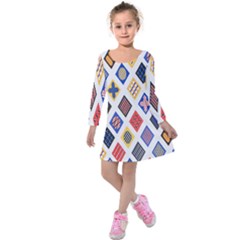 Plaid Triangle Sign Color Rainbow Kids  Long Sleeve Velvet Dress by Alisyart