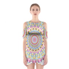 Kaleidoscope Star Love Flower Color Rainbow Shoulder Cutout One Piece by Alisyart