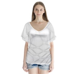 Line Stone Grey Circle Flutter Sleeve Top by Alisyart