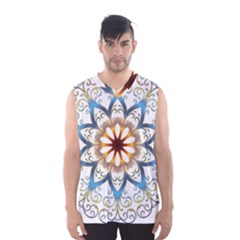 Prismatic Flower Floral Star Gold Green Purple Orange Men s Basketball Tank Top by Alisyart