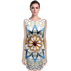 Prismatic Flower Floral Star Gold Green Purple Orange Sleeveless Velvet Midi Dress by Alisyart