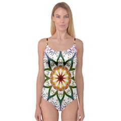 Prismatic Flower Floral Star Gold Green Purple Camisole Leotard  by Alisyart