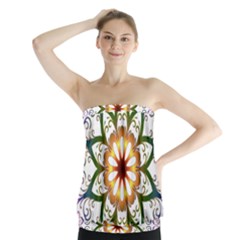 Prismatic Flower Floral Star Gold Green Purple Strapless Top