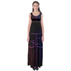 Space Light Lines Shapes Neon Green Purple Pink Empire Waist Maxi Dress