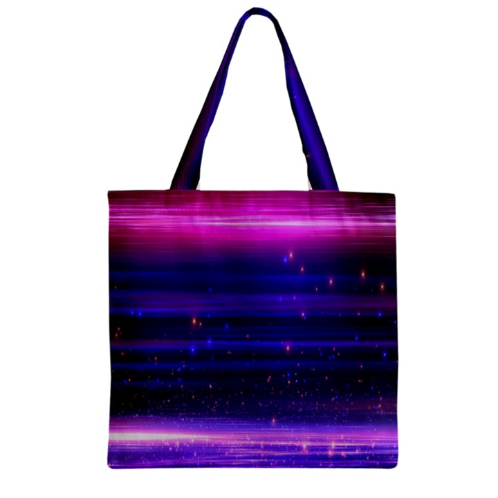 Space Planet Pink Blue Purple Zipper Grocery Tote Bag