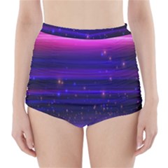 Space Planet Pink Blue Purple High-waisted Bikini Bottoms