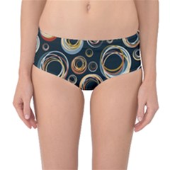 Seamless Cubes Texture Circle Black Orange Red Color Rainbow Mid-waist Bikini Bottoms