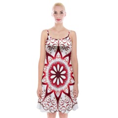 Prismatic Flower Floral Star Gold Red Orange Spaghetti Strap Velvet Dress