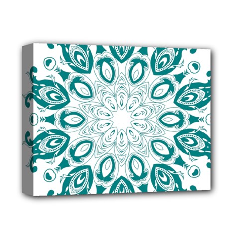 Vintage Floral Star Blue Green Deluxe Canvas 14  X 11 