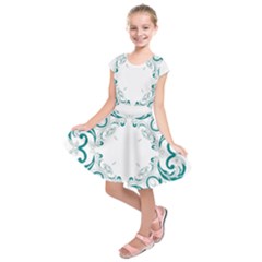 Vintage Floral Style Frame Kids  Short Sleeve Dress by Alisyart