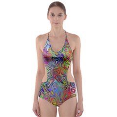 Glass Rainbow Color Cut-out One Piece Swimsuit by Alisyart