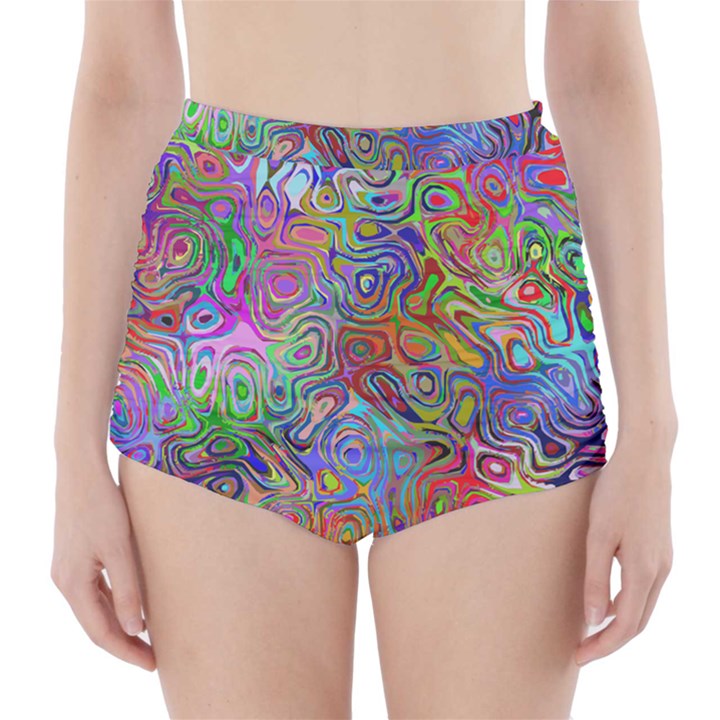 Glass Rainbow Color High-Waisted Bikini Bottoms