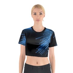 Abstract Light Rays Stripes Lines Black Blue Cotton Crop Top