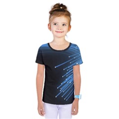 Abstract Light Rays Stripes Lines Black Blue Kids  One Piece Tee