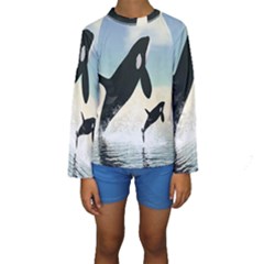 Whale Mum Baby Jump Kids  Long Sleeve Swimwear by Alisyart