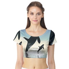 Whale Mum Baby Jump Short Sleeve Crop Top (tight Fit) by Alisyart