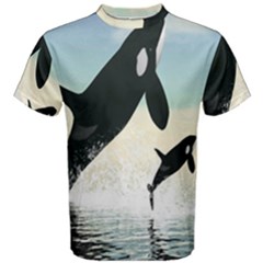 Whale Mum Baby Jump Men s Cotton Tee by Alisyart