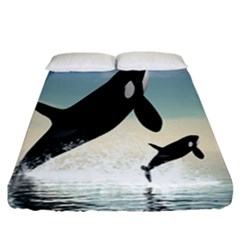 Whale Mum Baby Jump Fitted Sheet (california King Size) by Alisyart