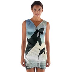 Whale Mum Baby Jump Wrap Front Bodycon Dress by Alisyart
