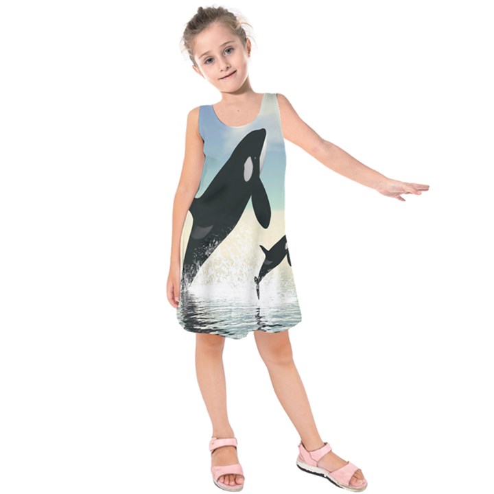 Whale Mum Baby Jump Kids  Sleeveless Dress