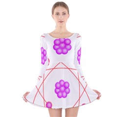 Atom Physical Chemistry Line Red Purple Space Long Sleeve Velvet Skater Dress