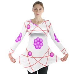 Atom Physical Chemistry Line Red Purple Space Long Sleeve Tunic 