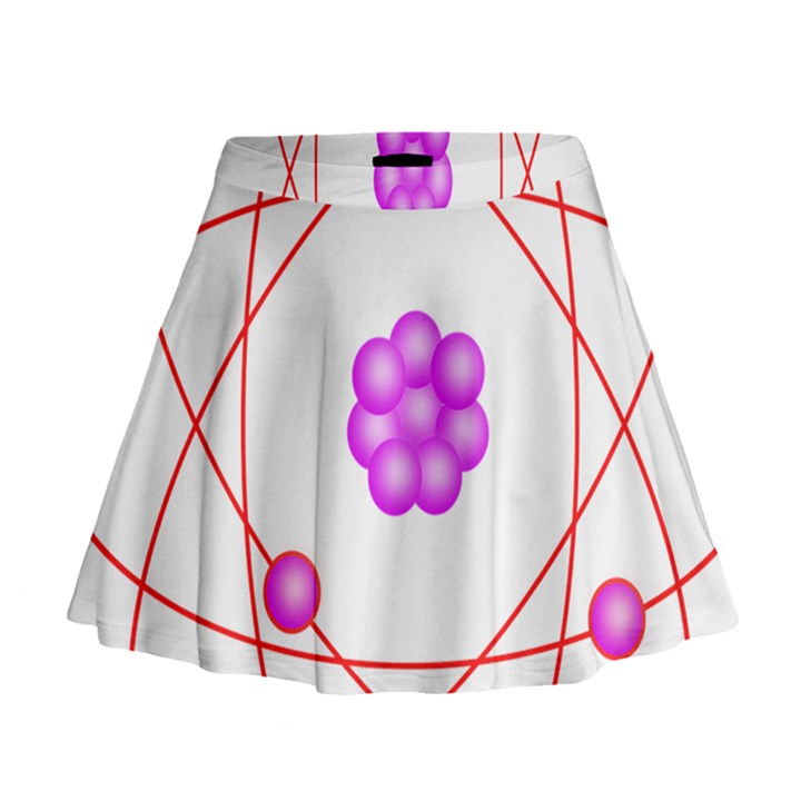 Atom Physical Chemistry Line Red Purple Space Mini Flare Skirt