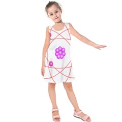 Atom Physical Chemistry Line Red Purple Space Kids  Sleeveless Dress by Alisyart