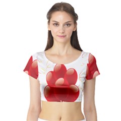 Balloon Partty Red Short Sleeve Crop Top (tight Fit)