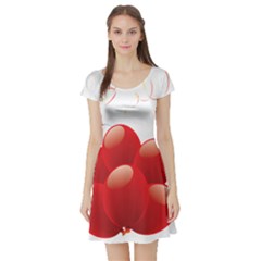 Balloon Partty Red Short Sleeve Skater Dress by Alisyart