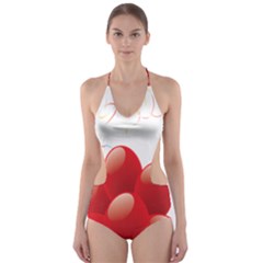 Balloon Partty Red Cut-out One Piece Swimsuit by Alisyart