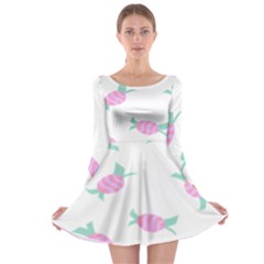 Candy Pink Blue Sweet Long Sleeve Skater Dress by Alisyart