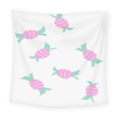 Candy Pink Blue Sweet Square Tapestry (large)