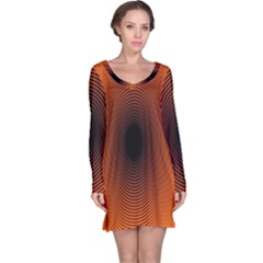 Abstract Circle Hole Black Orange Line Long Sleeve Nightdress by Alisyart