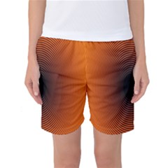 Abstract Circle Hole Black Orange Line Women s Basketball Shorts by Alisyart