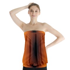 Abstract Circle Hole Black Orange Line Strapless Top by Alisyart