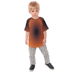 Abstract Circle Hole Black Orange Line Kids  Raglan Tee