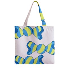 Candy Yellow Blue Zipper Grocery Tote Bag