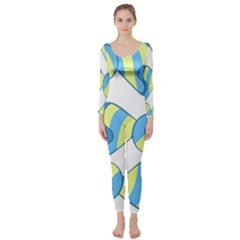 Candy Yellow Blue Long Sleeve Catsuit