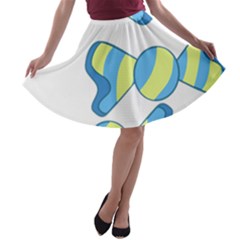 Candy Yellow Blue A-line Skater Skirt by Alisyart