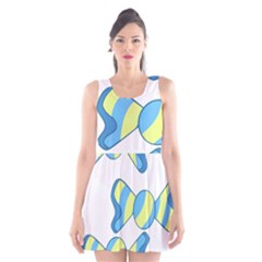 Candy Yellow Blue Scoop Neck Skater Dress by Alisyart