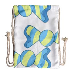 Candy Yellow Blue Drawstring Bag (Large)