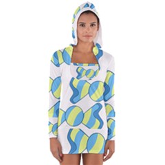 Candy Yellow Blue Women s Long Sleeve Hooded T-shirt