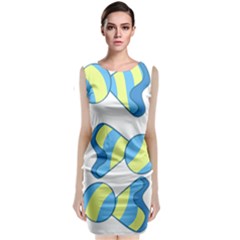 Candy Yellow Blue Sleeveless Velvet Midi Dress by Alisyart