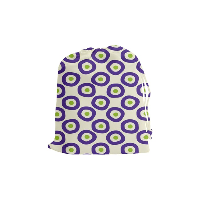 Circle Purple Green White Drawstring Pouches (Medium) 