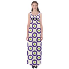 Circle Purple Green White Empire Waist Maxi Dress