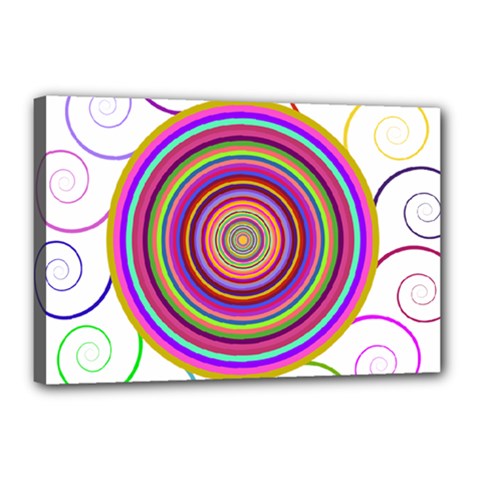 Abstract Spiral Circle Rainbow Color Canvas 18  x 12 