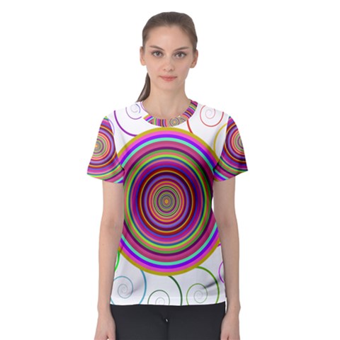 Abstract Spiral Circle Rainbow Color Women s Sport Mesh Tee by Alisyart