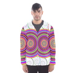 Abstract Spiral Circle Rainbow Color Hooded Wind Breaker (Men)